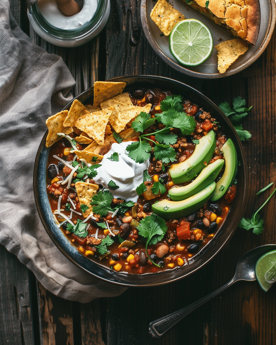 marwadmd A hearty bowl of veggie chili topped with fresh choppe a1d62dd1 bc81 4bbf 86c8 dd849c16fc4e